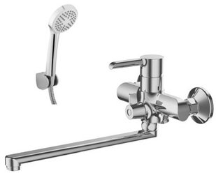 21111015 Смеситель д/ванны GENT с изл.прямоуг.30см-дивертор на корпусе