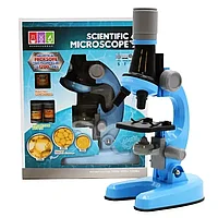 Детский набор "Юный биолог" Микроскоп Scientific Microscope с приборами для опыта (Голубой)