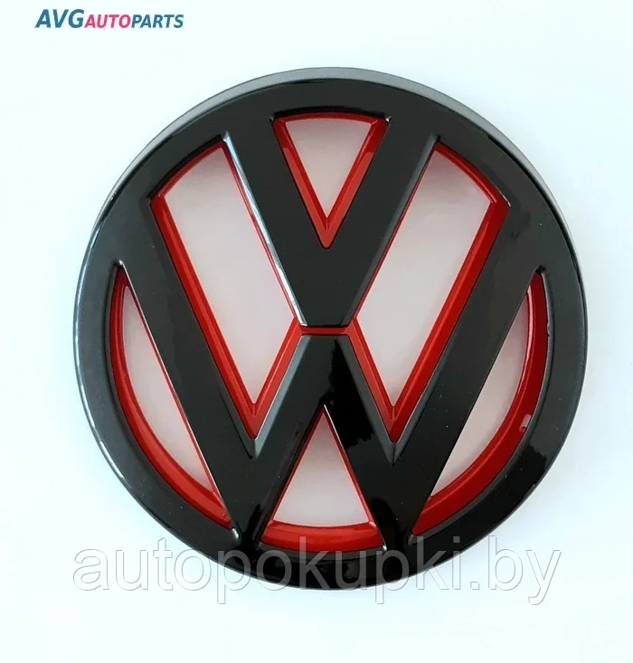 Эмблема VW Диамерт:110мм. Цвет: черно-красный, 322079 - фото 1 - id-p178247442