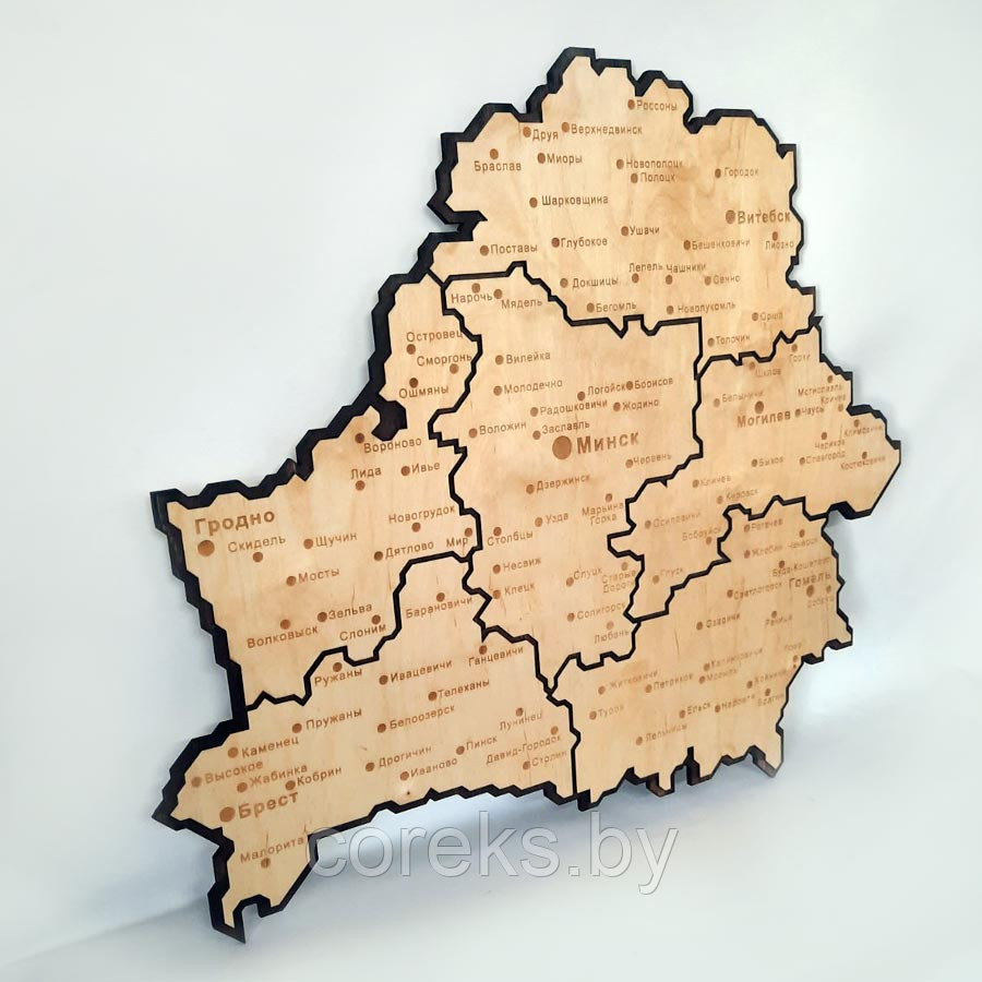 Деревянная карта Беларуси (области) №1 (размер 63*55 см) - фото 2 - id-p178247580
