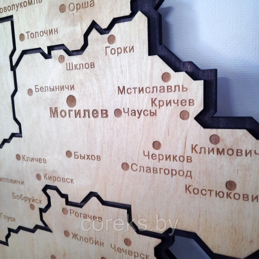 Деревянная карта Беларуси (области) №1 (размер 63*55 см) - фото 3 - id-p178247580