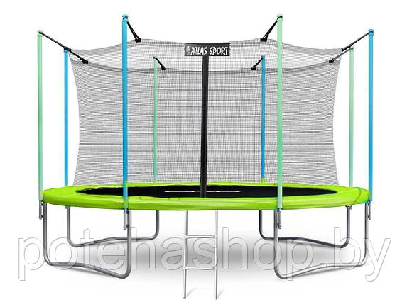 С внутренней сеткой Atlas Sport Батут Atlas Sport 435 см (14ft) с внутренней сеткой и лестницей GREEN, фото 2