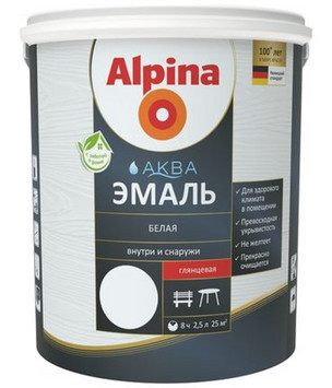 Эмаль акриловая ВД Alpina Аква белая шелковисто-матовая 2.5л/3.05кг