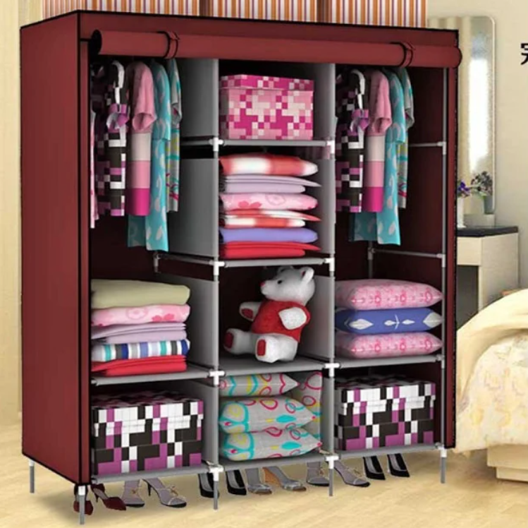Складной шкаф Storage Wardrobe mod.88130 130 х 45 х 175 см. Трехсекционный. Красный/Бордовый