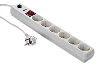 Удлинитель-сетевой фильтр с выключателем и защитой от перегрузки, 6 розеток, кабель ПВС 3*1,5мм2, 1,5м