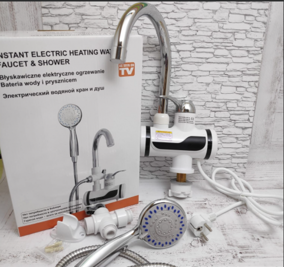 Электрический водяной душ с краном, Проточный водонагреватель-душ Instant Electric Heating Water Faucet & Show - фото 4 - id-p104189794