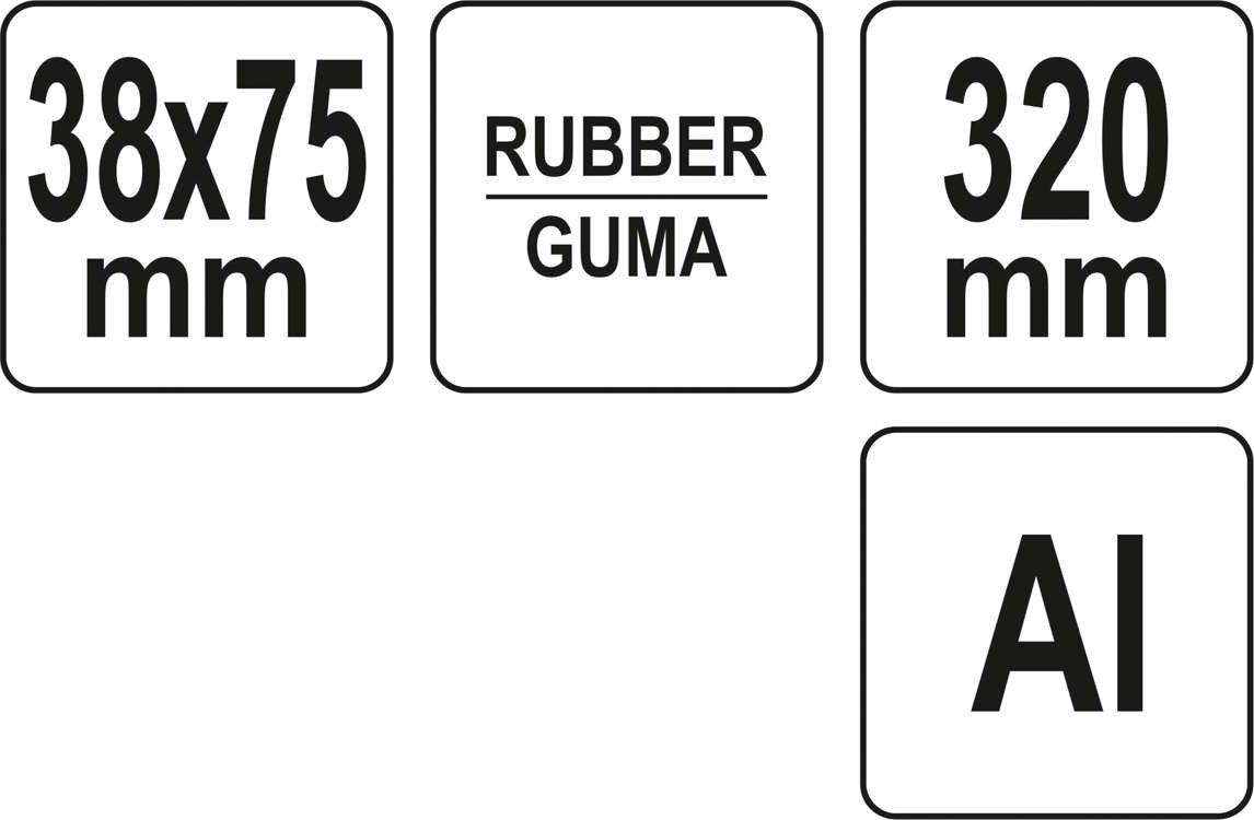 YT-44150 Валик прижимной резиновый 38х75мм с алюминиевой ручкой 320мм, YATO - фото 4 - id-p178260823
