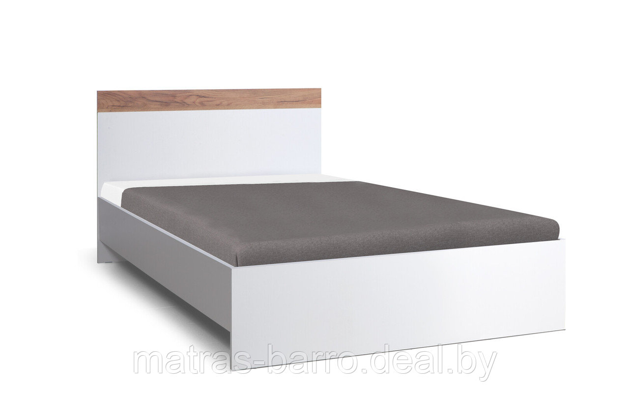 Двуспальная кровать Лего NEW белая/дуб золотой (спальное место 160х200 см)
