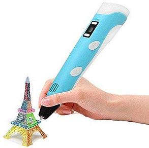 3Д ручка 3D Pen-2 c LCD дисплеем (2 поколение) Голубая, фото 2