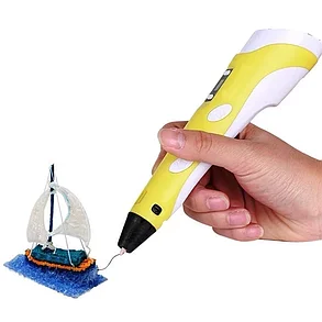 3Д ручка 3D Pen-2 c LCD дисплеем (2 поколение) Желтая, фото 2