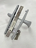 Комплект врезного замка в калитку (ручка-ухват) сердцевина кл/кл. цвет-Светло-серый, фото 5