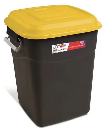 Контейнер для мусора пластик. 50л (жёлт. крышка) TAYG, Испания - фото 1 - id-p178278070