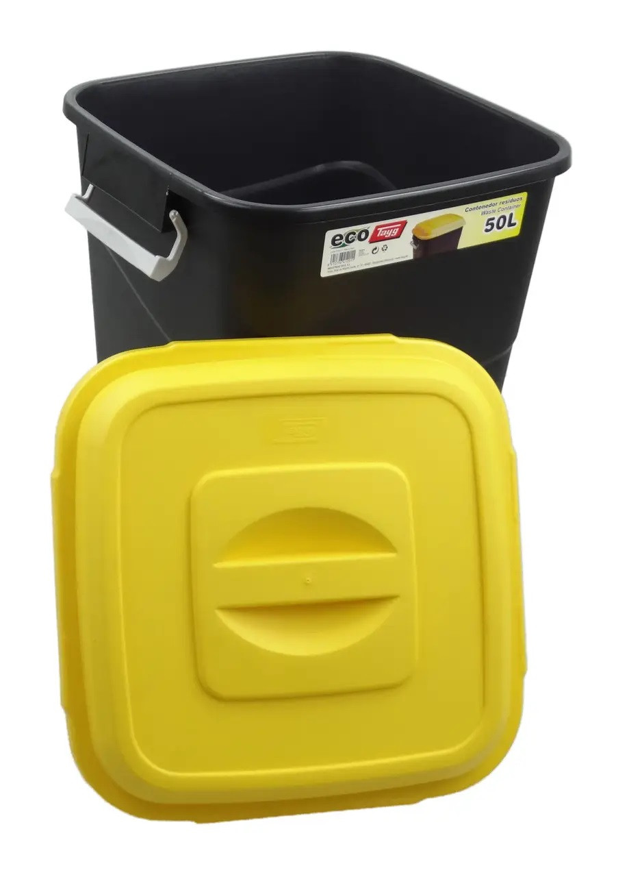Контейнер для мусора пластик. 50л (жёлт. крышка) TAYG, Испания - фото 2 - id-p178278070