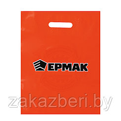 ЕРМАК Пакет подарочный ЕРМАК разм 30*40см, пвд, с вырубной ручкой, с принтом, цвет оранжевый
