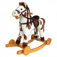 Лошадка-качалка с колесами Pituso, Белый с коричневыми пятнами GS2090W