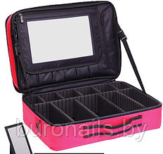 Сумка для косметики, портфель  визажиста жен «CALZETTl» розовый ,  супер большой, с зеркалом/ без зеркала