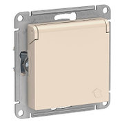 ATN000246 Atlasdesign розетка с заземл. со шторками с крышкой, 16А, IP20, механизм, бежевый