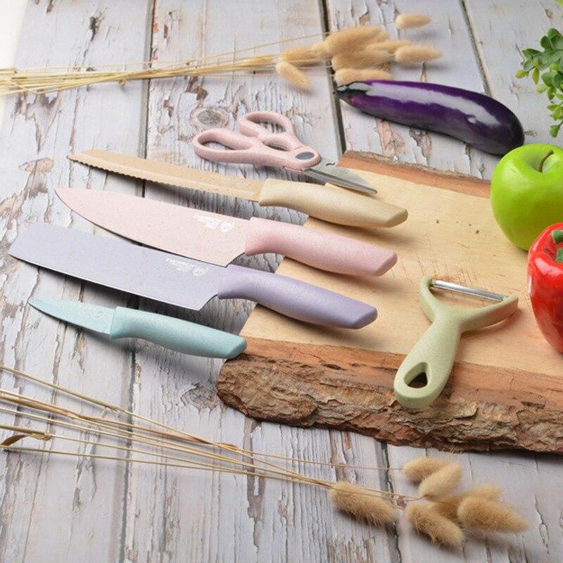 Набор кухонных ножей из гофрированной нержавеющей стали EVERRICH (6 шт) - фото 1 - id-p178313878