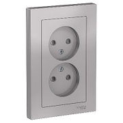 ATN000322 Atlasdesign розетка двойная без заземления со шторками,16А, в сборе, алюминий