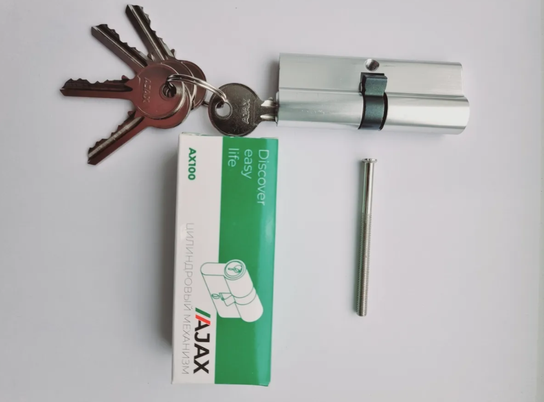 Цилиндр с ключами для замка, AJAX 100-60 ключ-ключ, цилиндровый механизм 60 для замка - фото 2 - id-p178317638