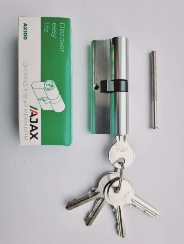 Цилиндр с ключами для замка, AJAX 100-80 ключ-ключ, цилиндровый механизм 80 для замка - фото 1 - id-p178317648