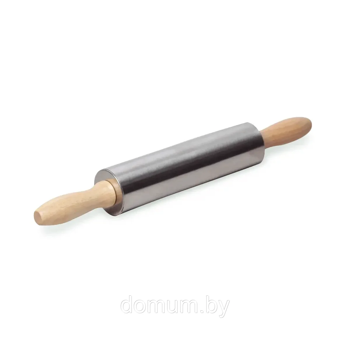 Скалка Kamille 5х38см с вращающимся валиком из нержавеющей стали и деревянными ручками KM-7777