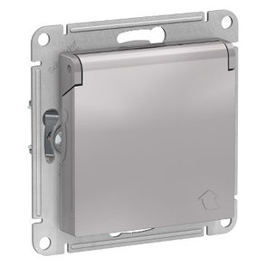 ATN000346 Atlasdesign розетка с заземл. со шторками с крышкой, 16А, IP20, механизм, алюминий, фото 2