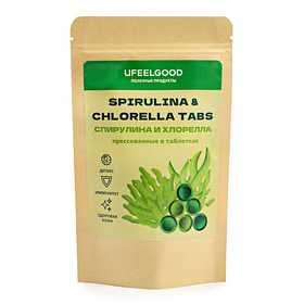 Хлорелла и Спирулина смесь водорослей 50/50 прессованные в таблетках, 100 гр