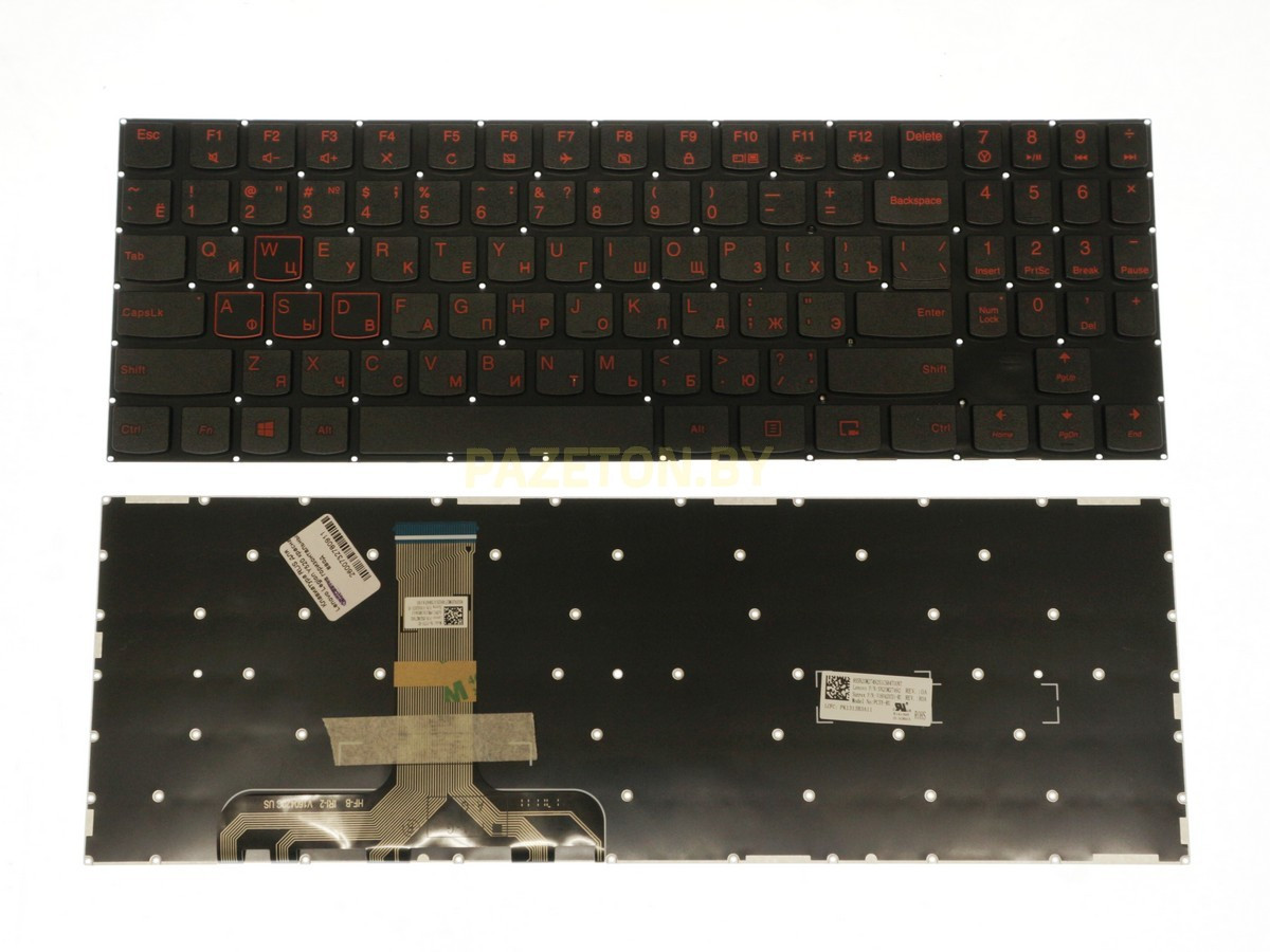 Клавиатура для ноутбука Lenovo Legion Y520 красная без подсветки горизонтальный ввод - фото 1 - id-p135126691