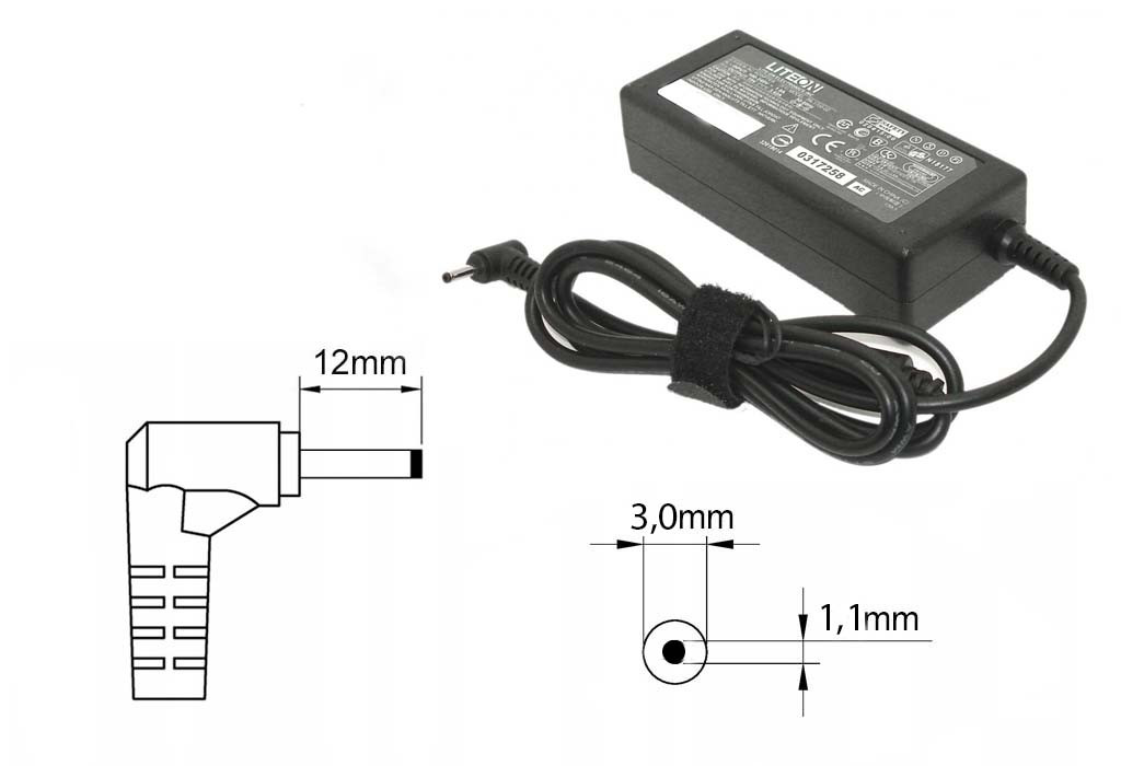 Зарядка (блок питания) для ноутбуков Acer Aspire P3-171, P3-172, P3-173, 19V 3.42A 65W, штекер 3.0x1.1 мм - фото 1 - id-p178341390