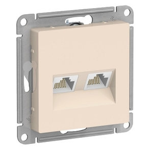 ATN000285 Atlasdesign розетка двойная компьютерная RJ45+RJ45, кат.5E, механизм, бежевый, фото 2
