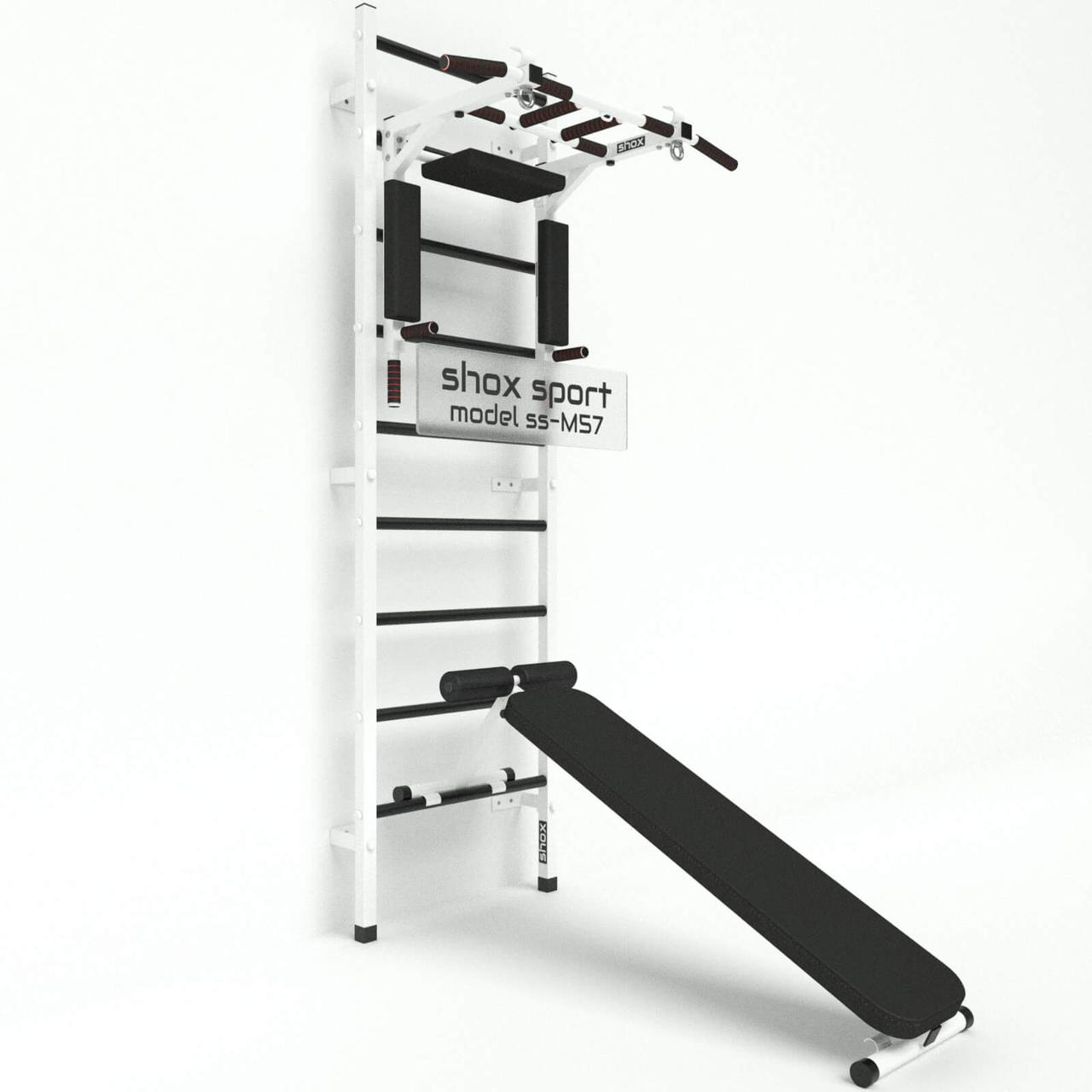Шведская стенка металлическая с турником 3в1 и скамьей shox M57 - фото 2 - id-p178346184