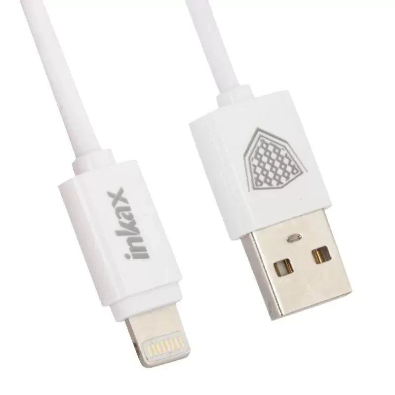 USB кабель inkax CK-51 100 CM 2.1A для Apple 8-pin круглый пластиковые разьемы, белый