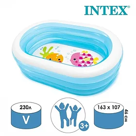 57482NP Бассейн детский надувной Intex Мои морские друзья 163х107х46 см