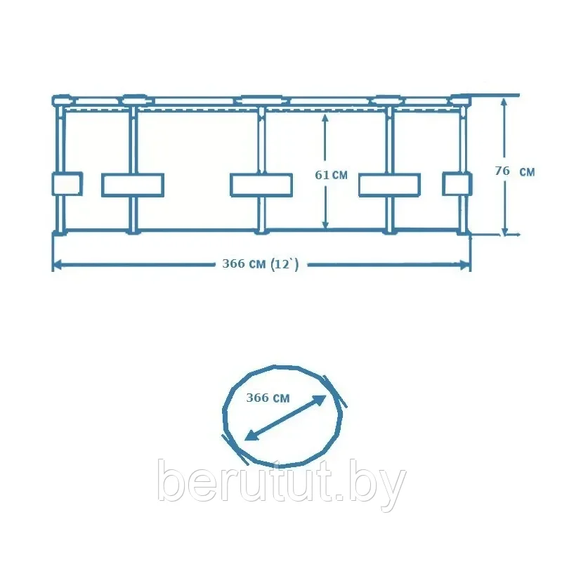 Бассейн каркасный Intex Metal Frame 366x76 см с фильтр-насосом 2006 л/ч - фото 4 - id-p178370496