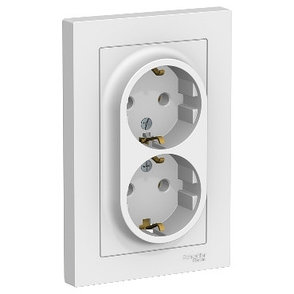 ATN000124 Atlasdesign розетка двойная с заземлением, 16А, в сборе, белый, фото 2