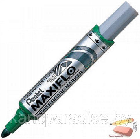 Маркер для доски Pentel Maxiflo, 1-3 мм., зеленый, арт.MWL5M-D
