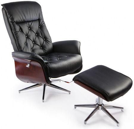 TV-кресло Calviano 95 с пуфом (черное, массаж) - фото 1 - id-p178387583