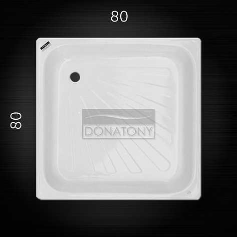 Душевой поддон Donatony стальной эмалированный без сифона квадратный 800х800х160, фото 2