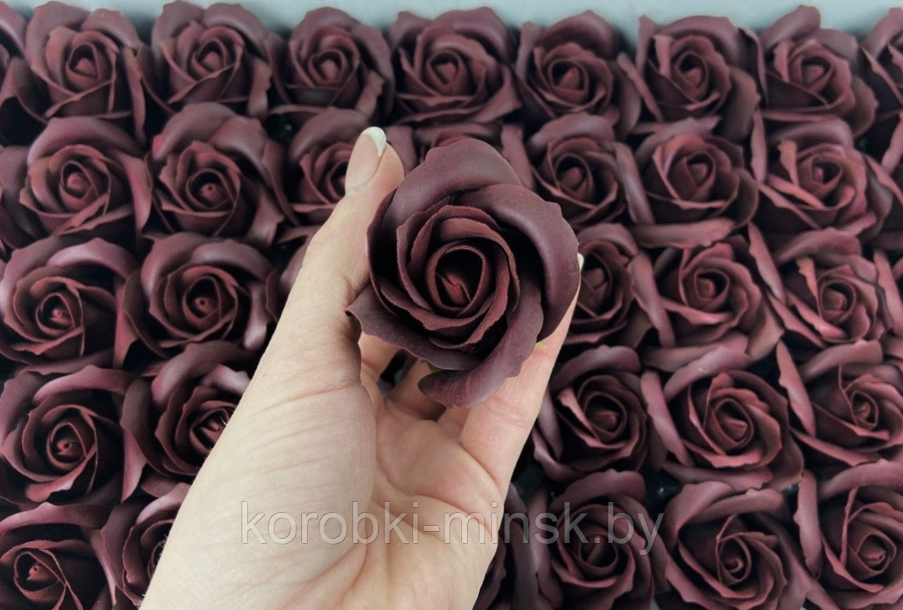 Декоративный цветок-мыло "роза" Темно-бордовый   5,5*4  46шт.