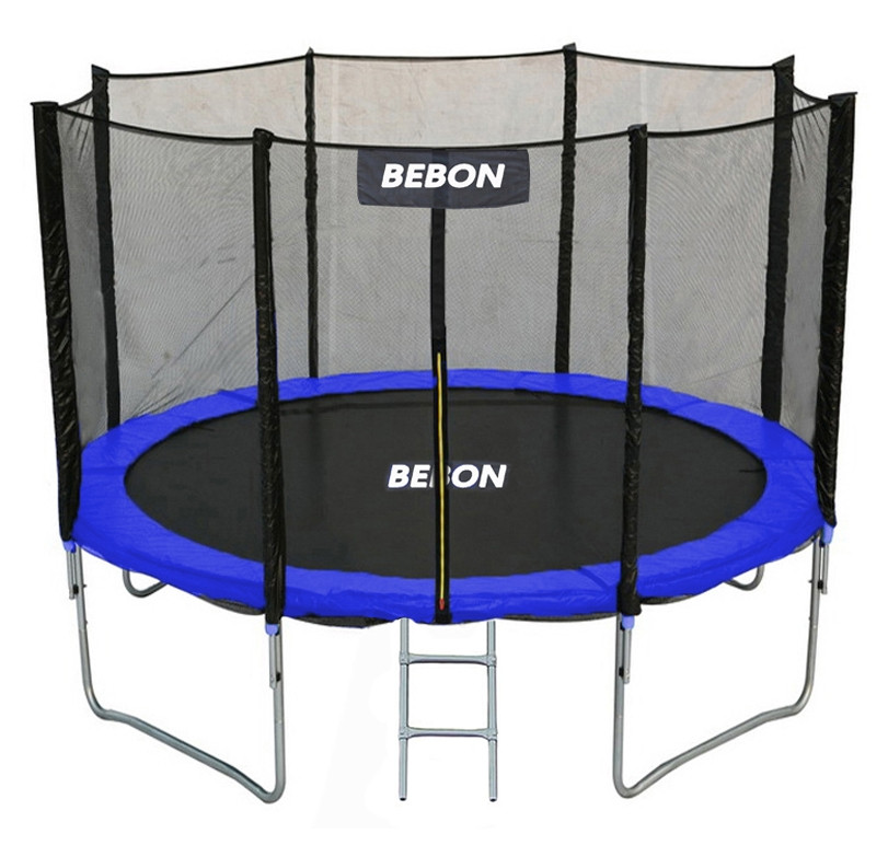 Батут Bebon Sports 12FT (366-374 см) с внешней сеткой безопасности и лестницей