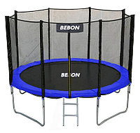 Батут Bebon Sports 12FT (366-374 см) с внешней сеткой безопасности, удлиненными ножками и лестницей, фото 1