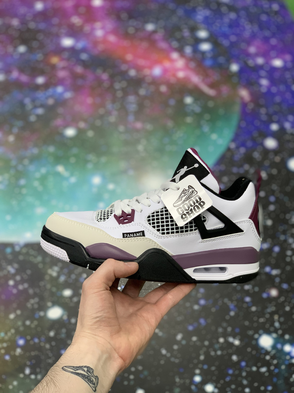 Кроссовки Jordan 4 Retro White Grey Black PSG