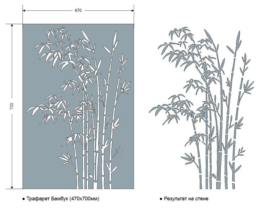 Трафарет для стен "Бамбук"/470х700мм/0,7мм/для декора и творчества/дизайн своими руками - фото 2 - id-p153637794
