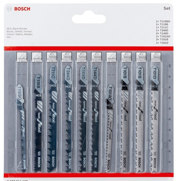 Пилка лобзиковая BOSCH ЛОБЗИКОВЫЕ ПИЛКИ Wood 10 шт.