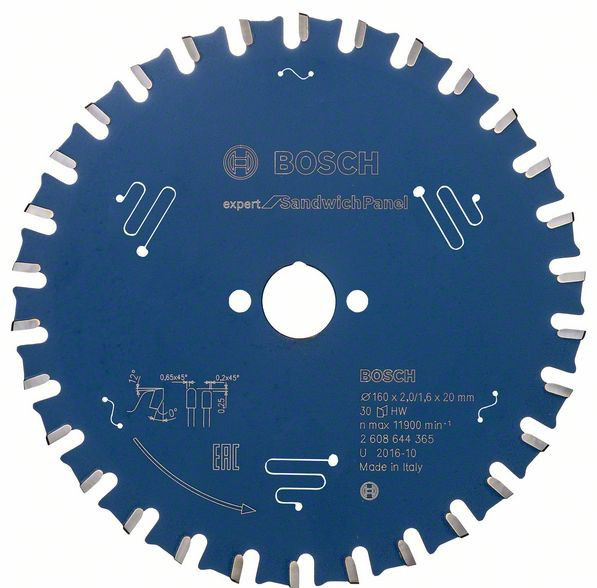 Пильный диск BOSCH Expert for Sandwich Panel 160x20x2/1.6x30 T