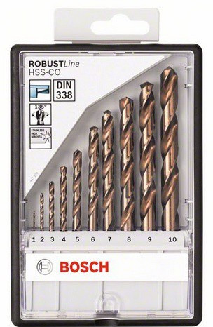 Сверло по металлу BOSCH HSS-CO 1/2/3/4/5/6/7/8/9/10. RL 10 шт.