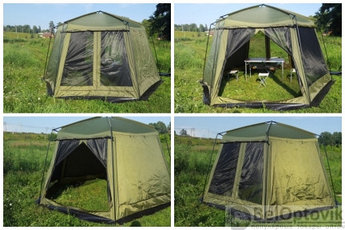 Палатка-шатер шестиугольный каркас-сталь 430x147x230см LANYU 1629 Улучшенный