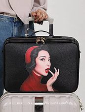 Сумка для косметики, портфель  визажиста жен «CALZETTl» черный, большой с рисунком, фото 2