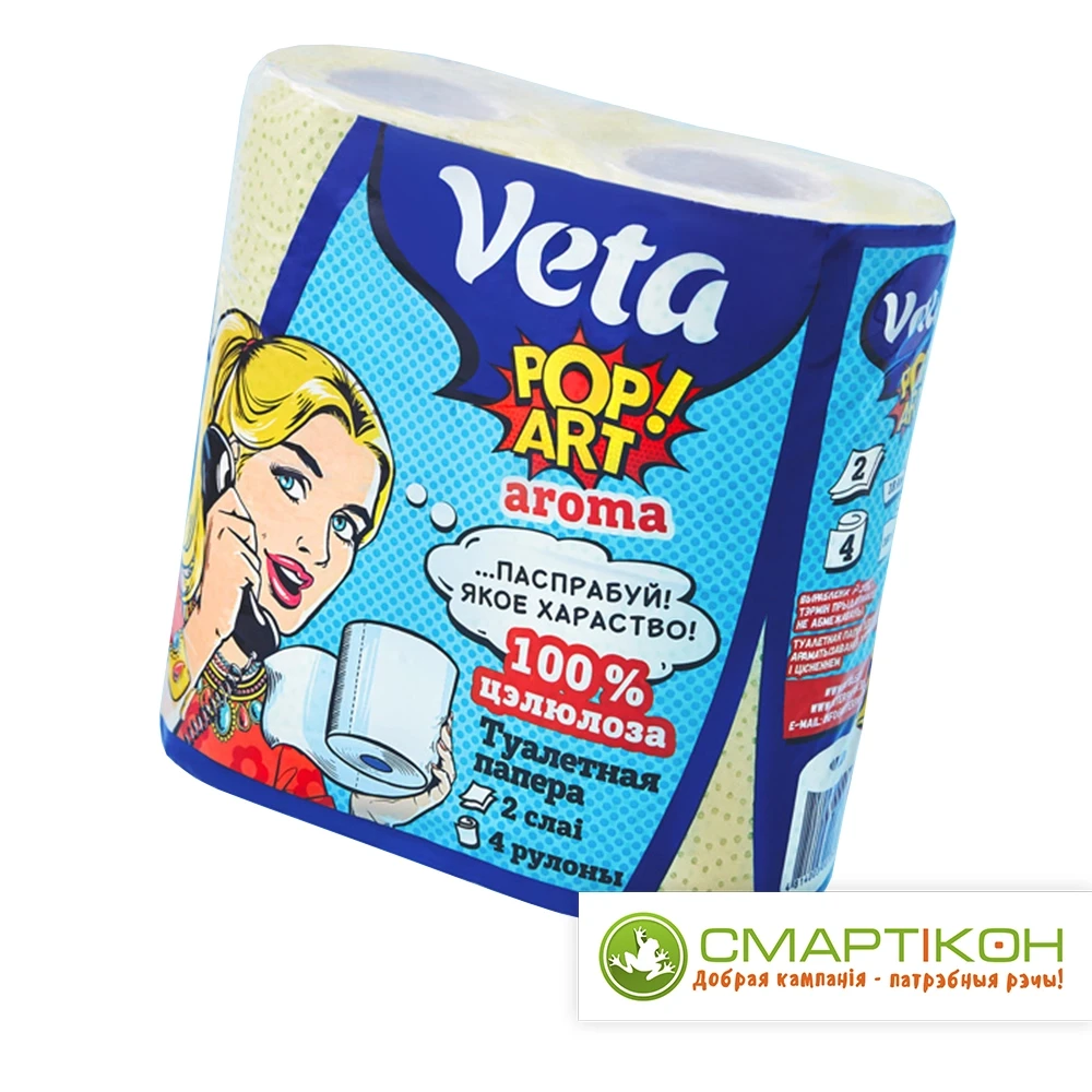 Бумага туалетная двухслойная VETA POP ART AROMA ароматизированная 4 рулона.